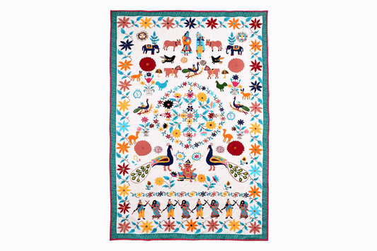 Tenture murale indienne contemporaine brodée à la main WH60/BS26