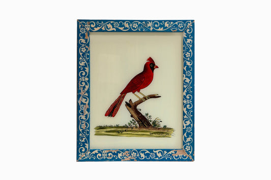 Indian glass painting of a red bird. (Medium)