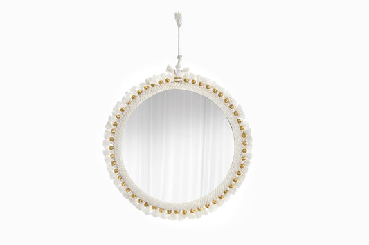 MIROIR À GLANDS BLANC CASSÉ MOYEN