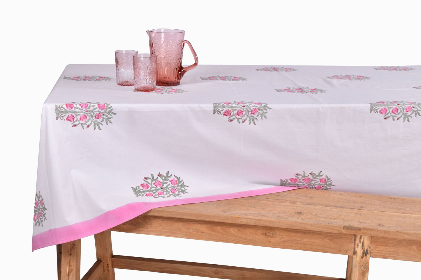 Mantel de algodón TC5 con estampado de bloques de granados