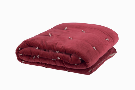 MANTA DE CAMA ACOLCHADA TERCIOPELO FRAMBUESA