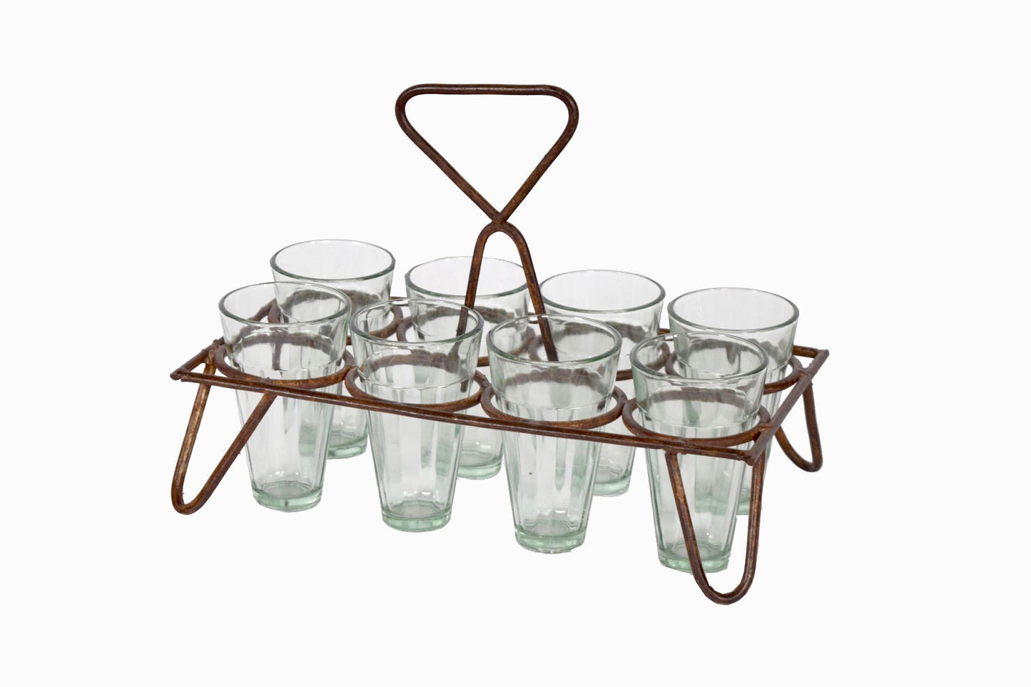 Portachai rectangular con ocho vasos.