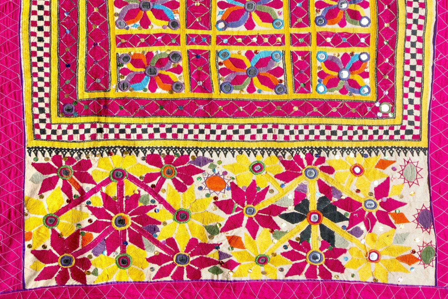 A vibrantly colourful vintage wall hanging from Gujurat WH22