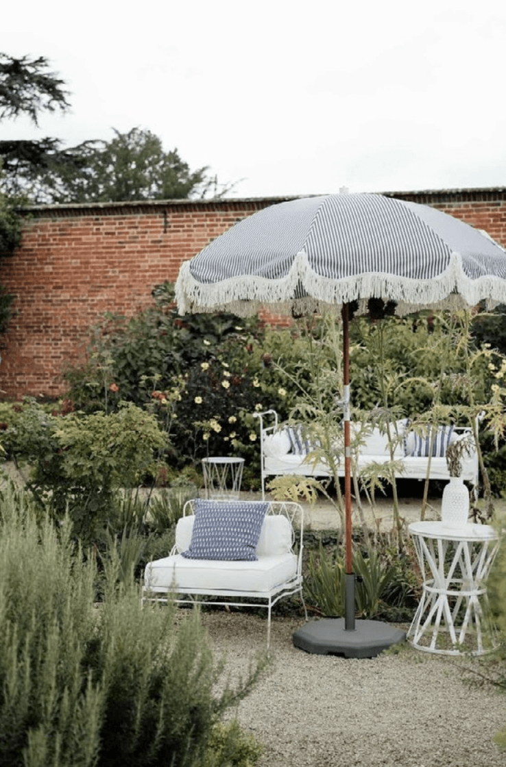 Parasol Riviera rayure bleue