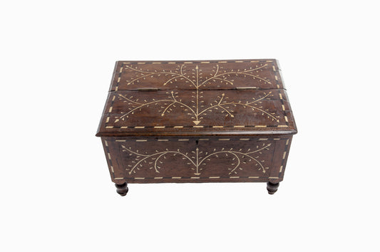 Small wooden chest with inlaid bone work