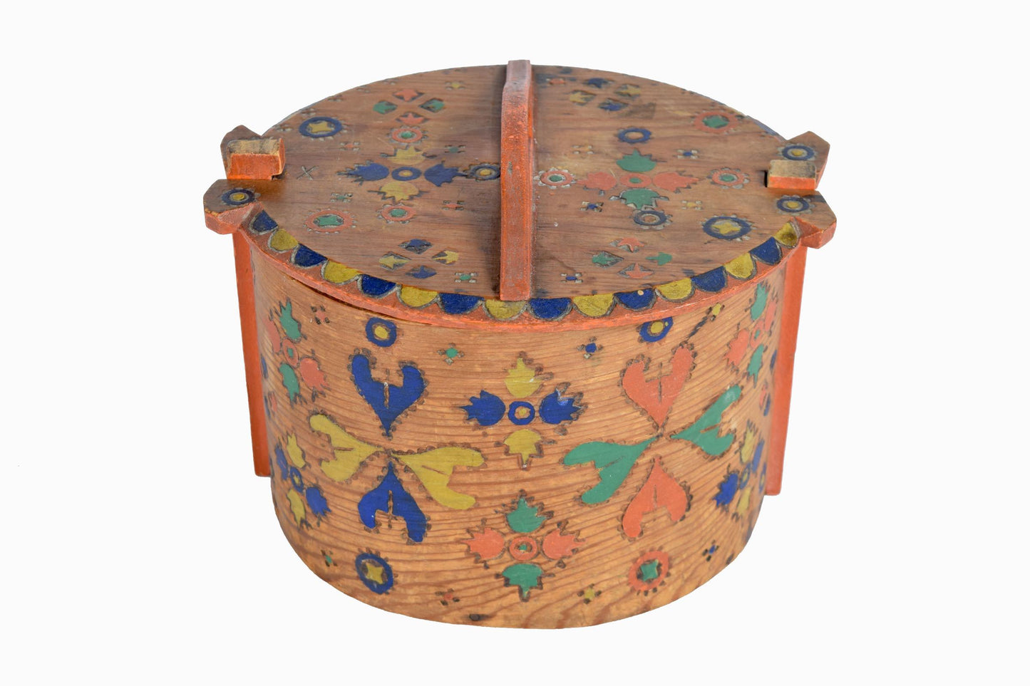 Coffret vintage scandinave en bois peint