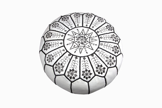 POUF EN CUIR BLANC
