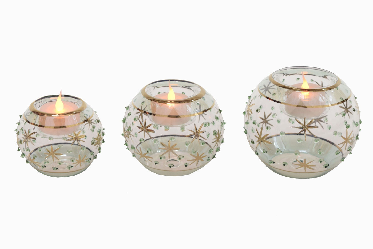 Egyptian glass candle holders Green