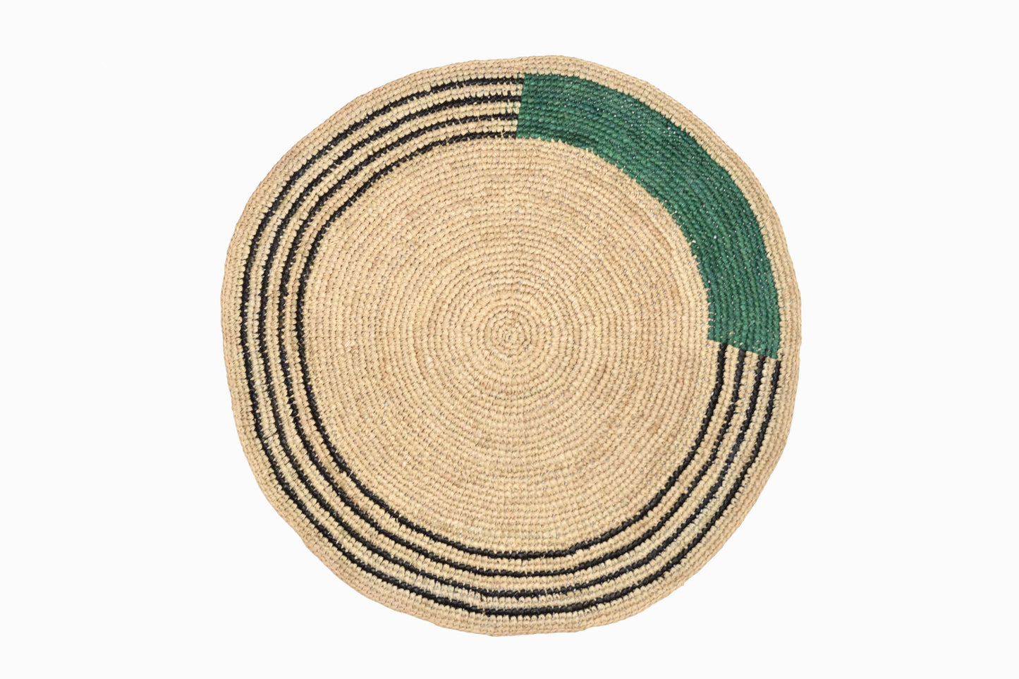 MANTEL CIRCULAR DE PAJA NEGRO VERDE BOSQUE (JUEGO DE 4)