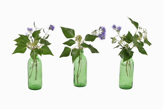 Petites bouteilles vertes d'Europe de l'Est (lot de 3)