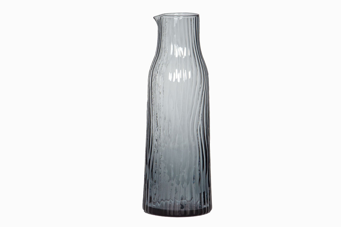 Carafe en verre rainuré fumée