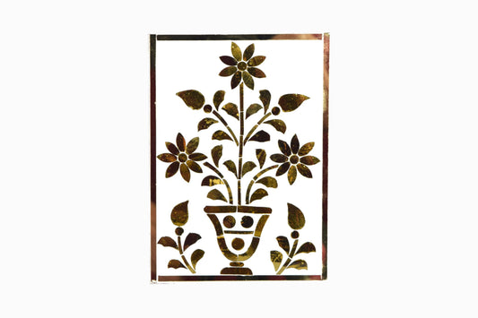 PLAQUE FLEUR MIROIR INCRUSTÉE OR