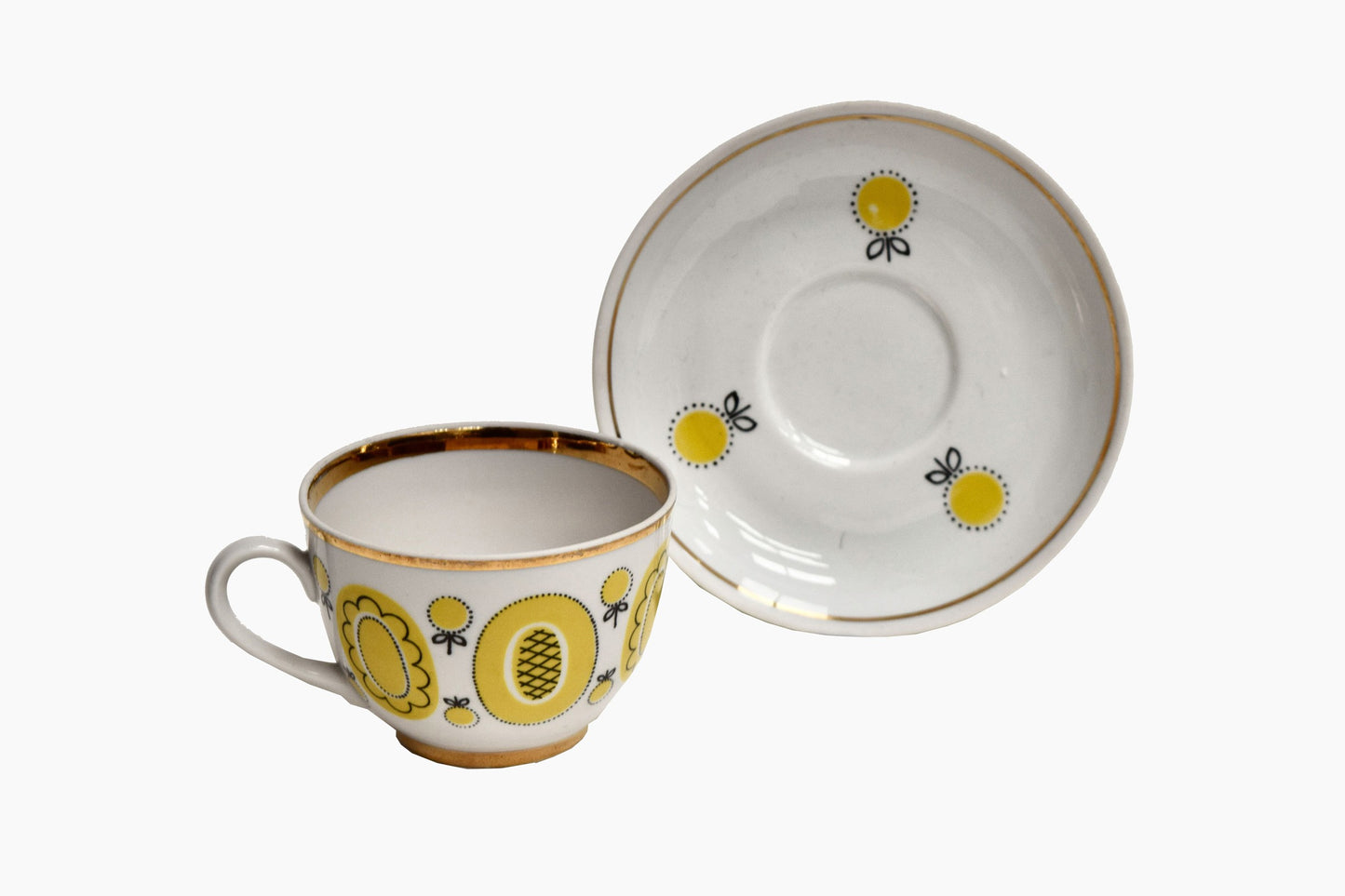 Par de tazas y platillos uzbecos de la era soviética