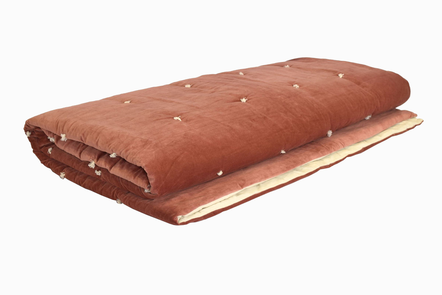 Couvre-lit BS3 Velours matelassé terre cuite
