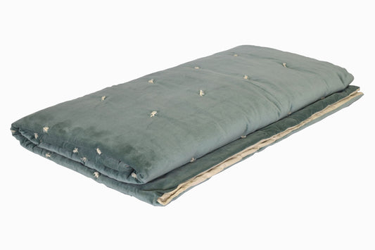 Couvre-lit BS15 Velours matelassé vert sauge