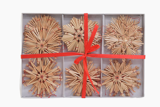 CAJA DE ADORNOS DE ESTRELLAS DE PAJA ALEMANAS