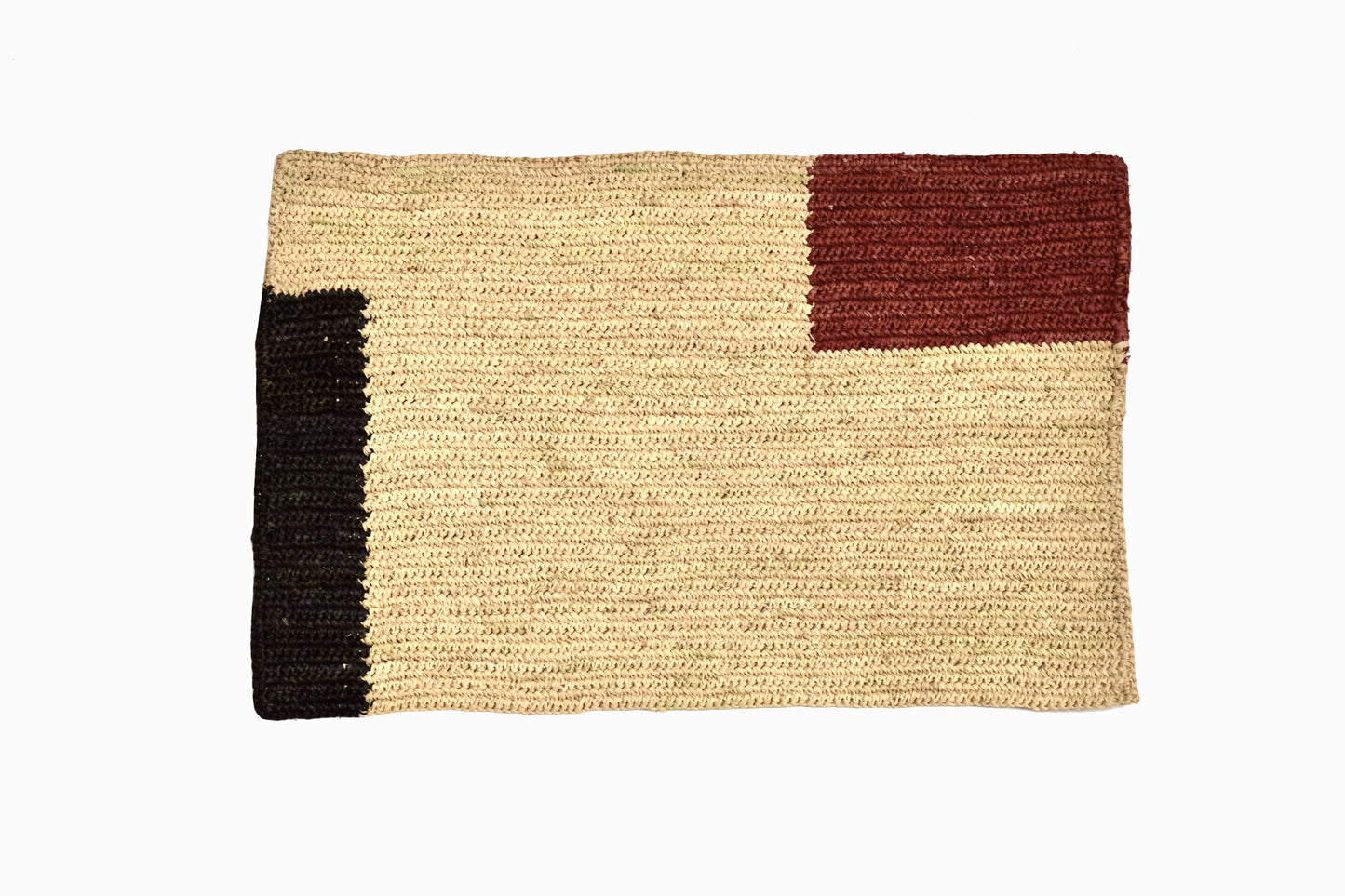 SETS DE TABLE RECTANGULAIRES EN PAILLE NOIR ROUGE ROUILLE (LOT DE 4)