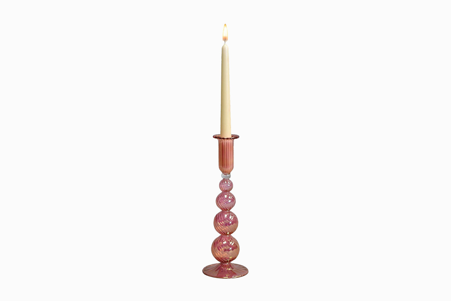 Egyptian glass candlestick pink