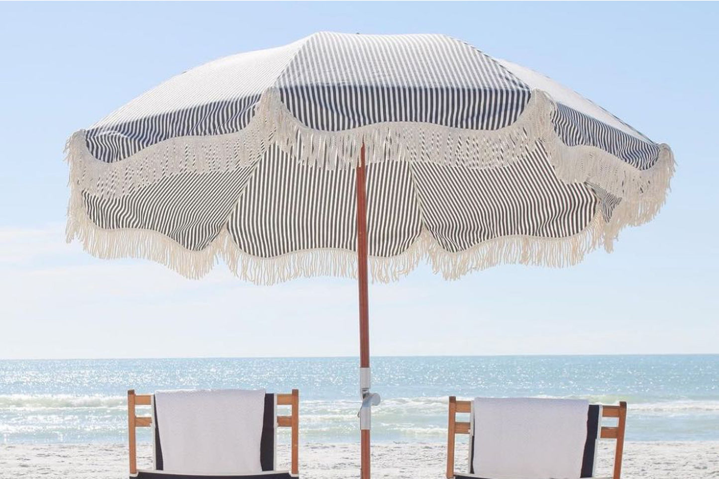 Parasol Riviera rayure bleue