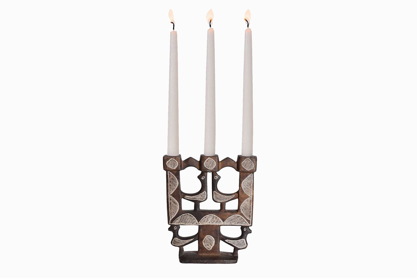 Candelabro bereber marrón mediano con pájaros Ref 12