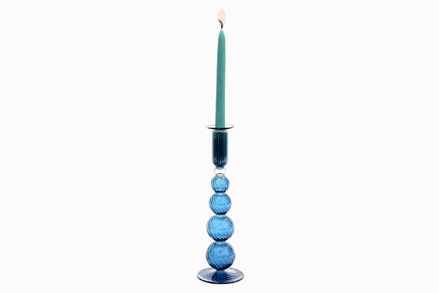 Candelabro egipcio de cristal azul