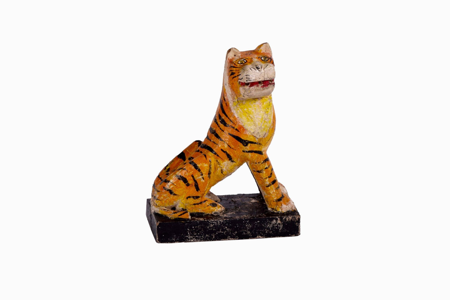 Tigre de madera tallado y pintado a mano.