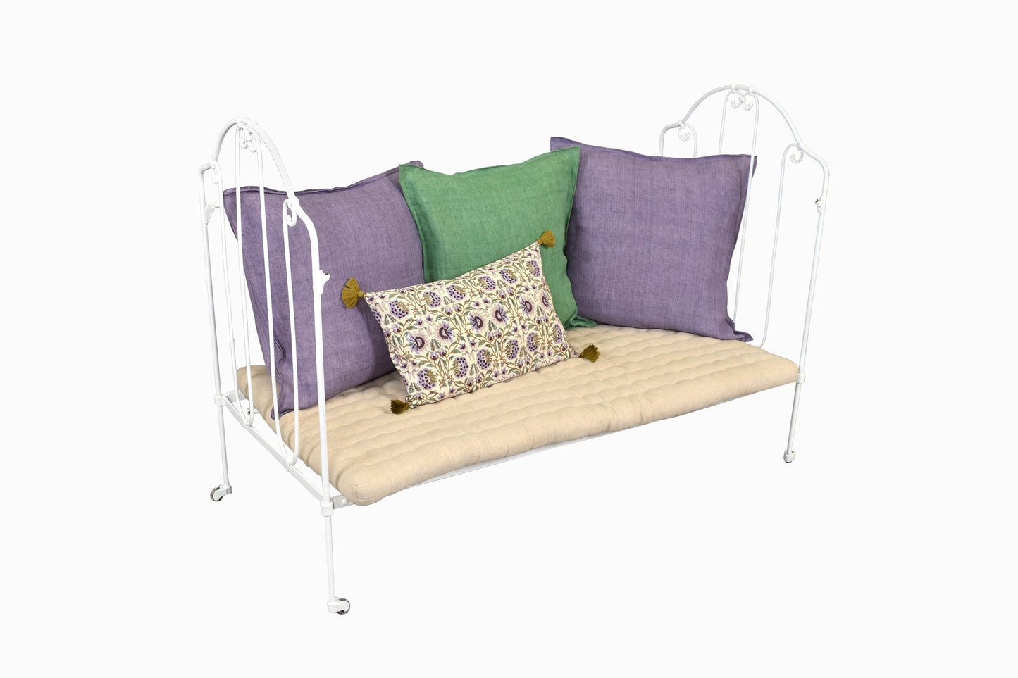 A vintage French folding wrought iron child's cot.