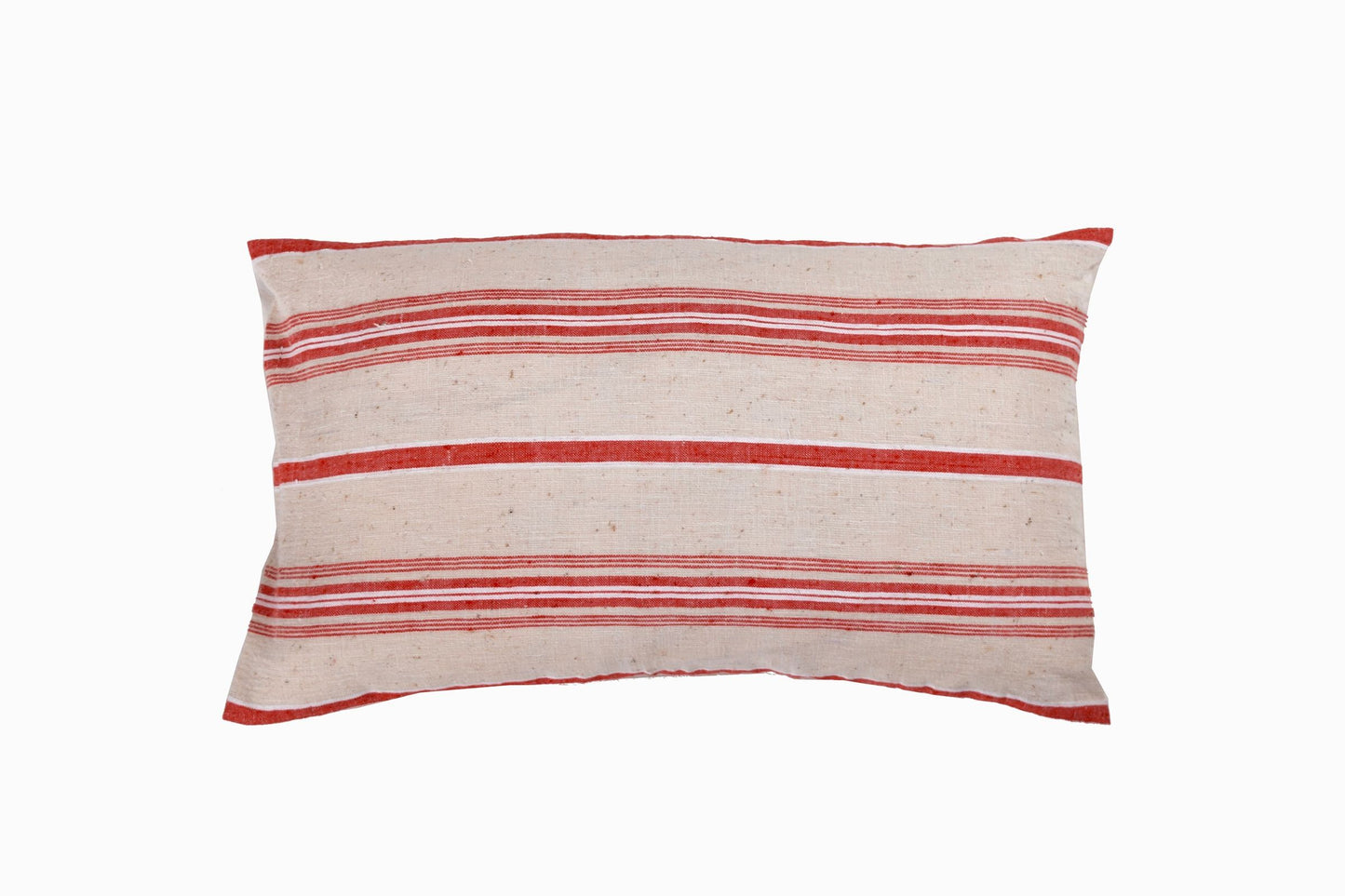 Cojín pequeño rectangular de lino turco coral/crema