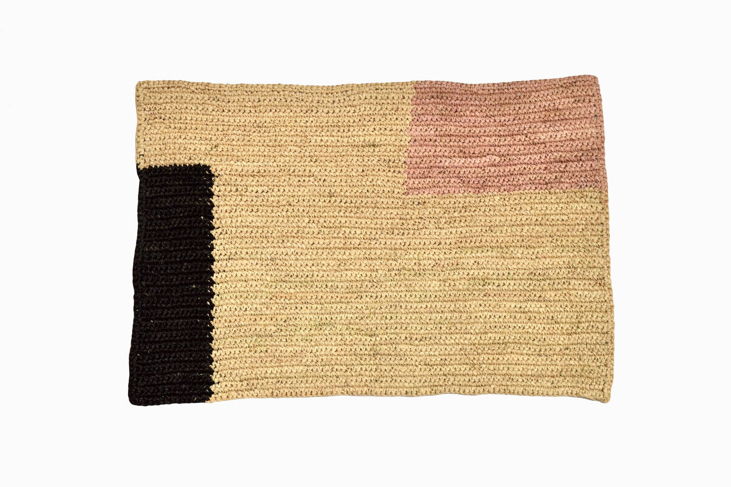 SET DE TABLE RECTANGULAIRE EN PAILLE NOIR DUSTY ROSE (LOT DE 4)