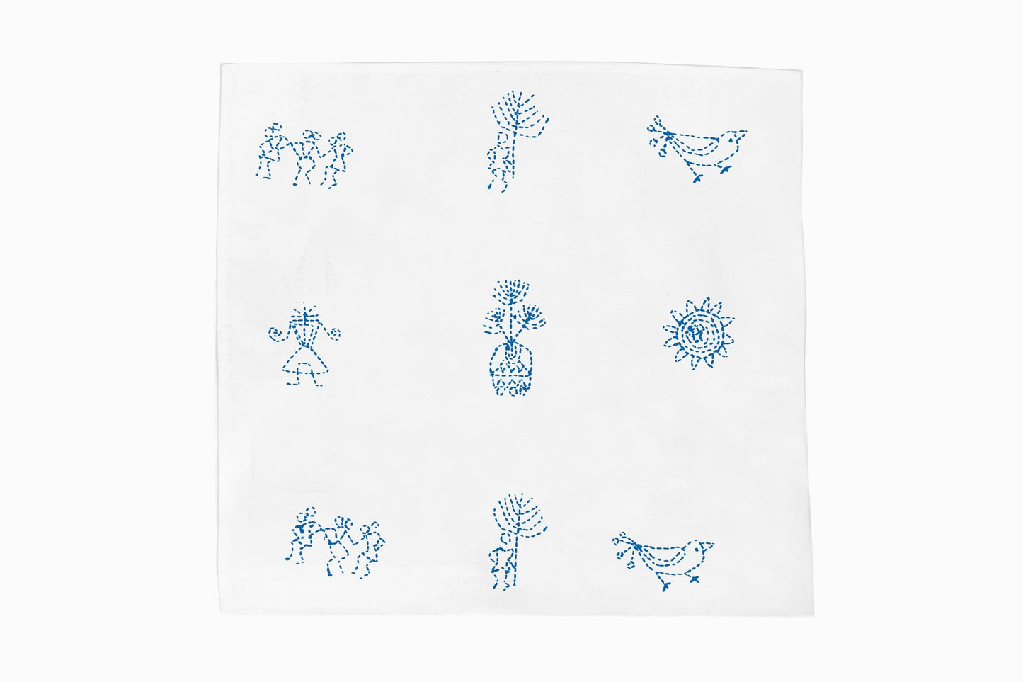 SERVILLETAS DE ALGODÓN BORDADAS ÁRBOL, PÁJARO, SOL Y PERSONAS