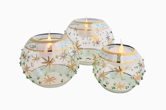 Bougeoirs égyptiens en verre Vert