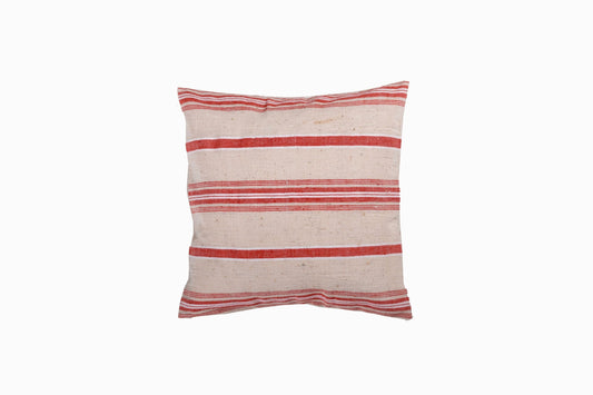 Petit coussin carré corail/crème en lin turc