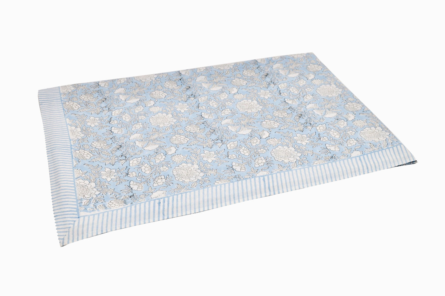 Mantel de algodón TC3 con estampado block flores azules