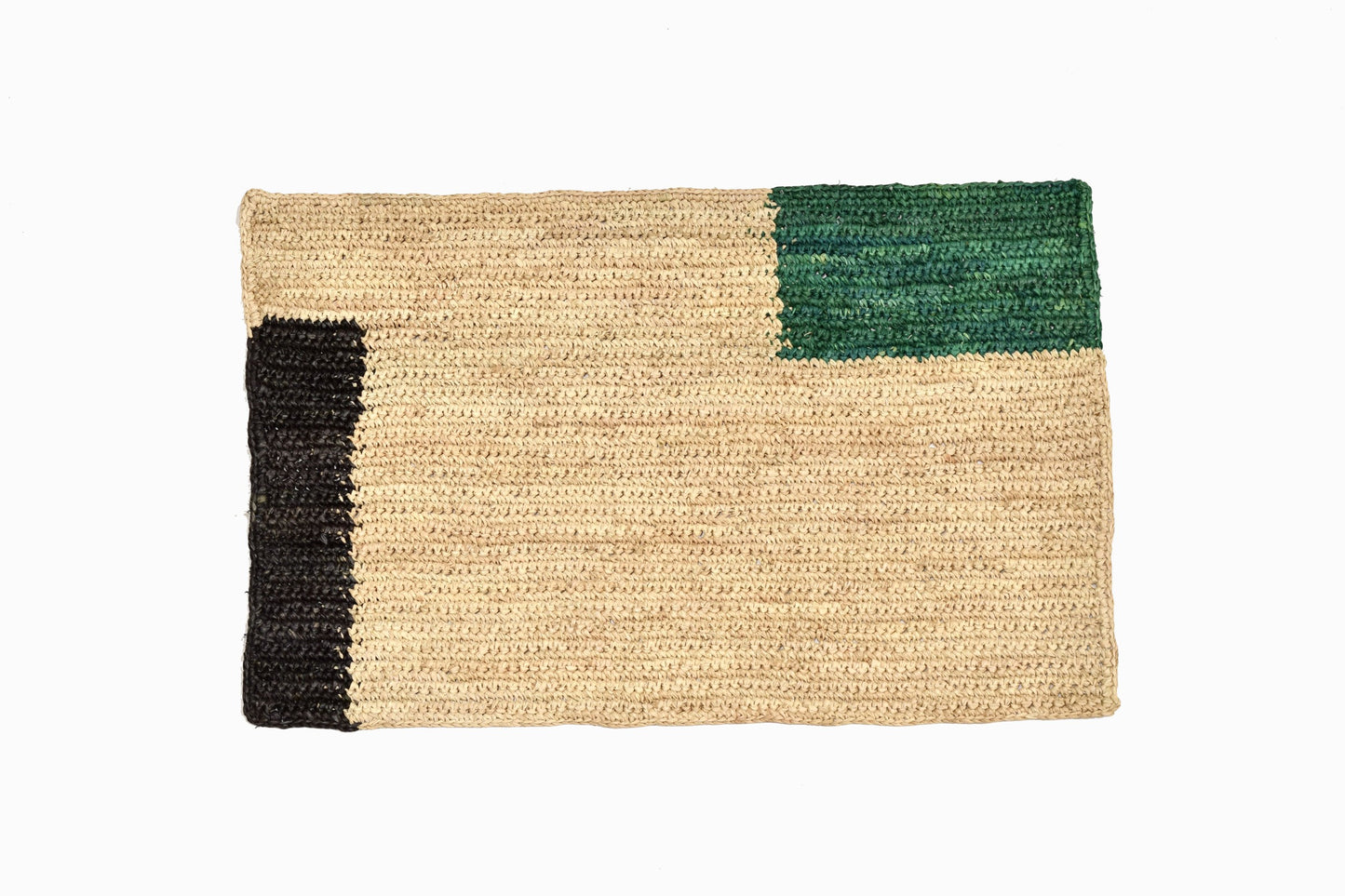 MANTEL RECTANGULAR DE PAJA NEGRO VERDE BOSQUE (JUEGO DE 4)