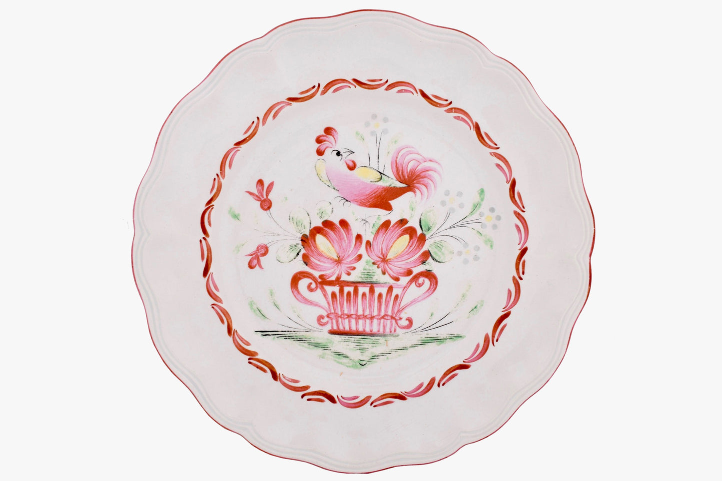 SET DE SEIS PLATOS FRANCESES DE PORCELANA DECORACIÓN POLLO