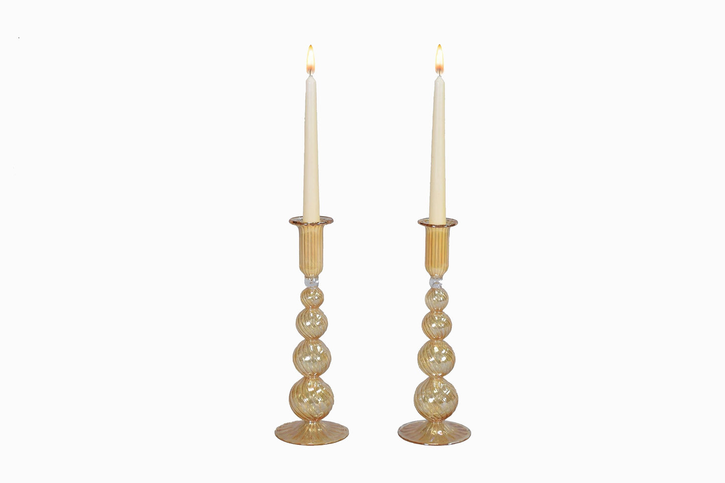 Candelabro egipcio de cristal ámbar