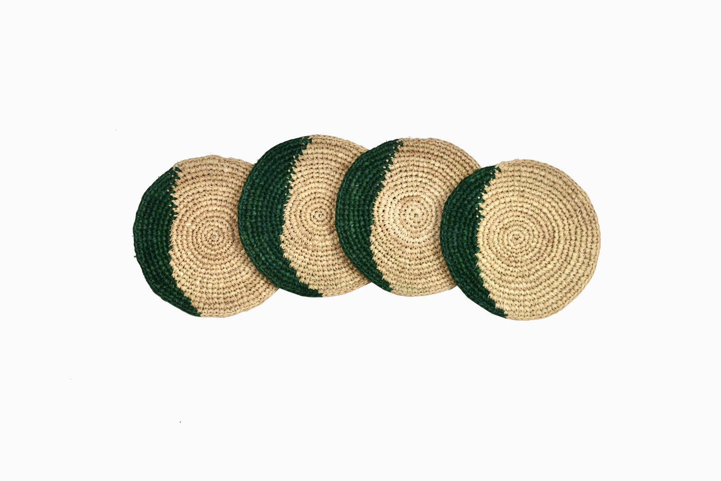 POSAVASOS DE PAJA CIRCULARES DETALLE VERDE BOSQUE (SET DE 4)