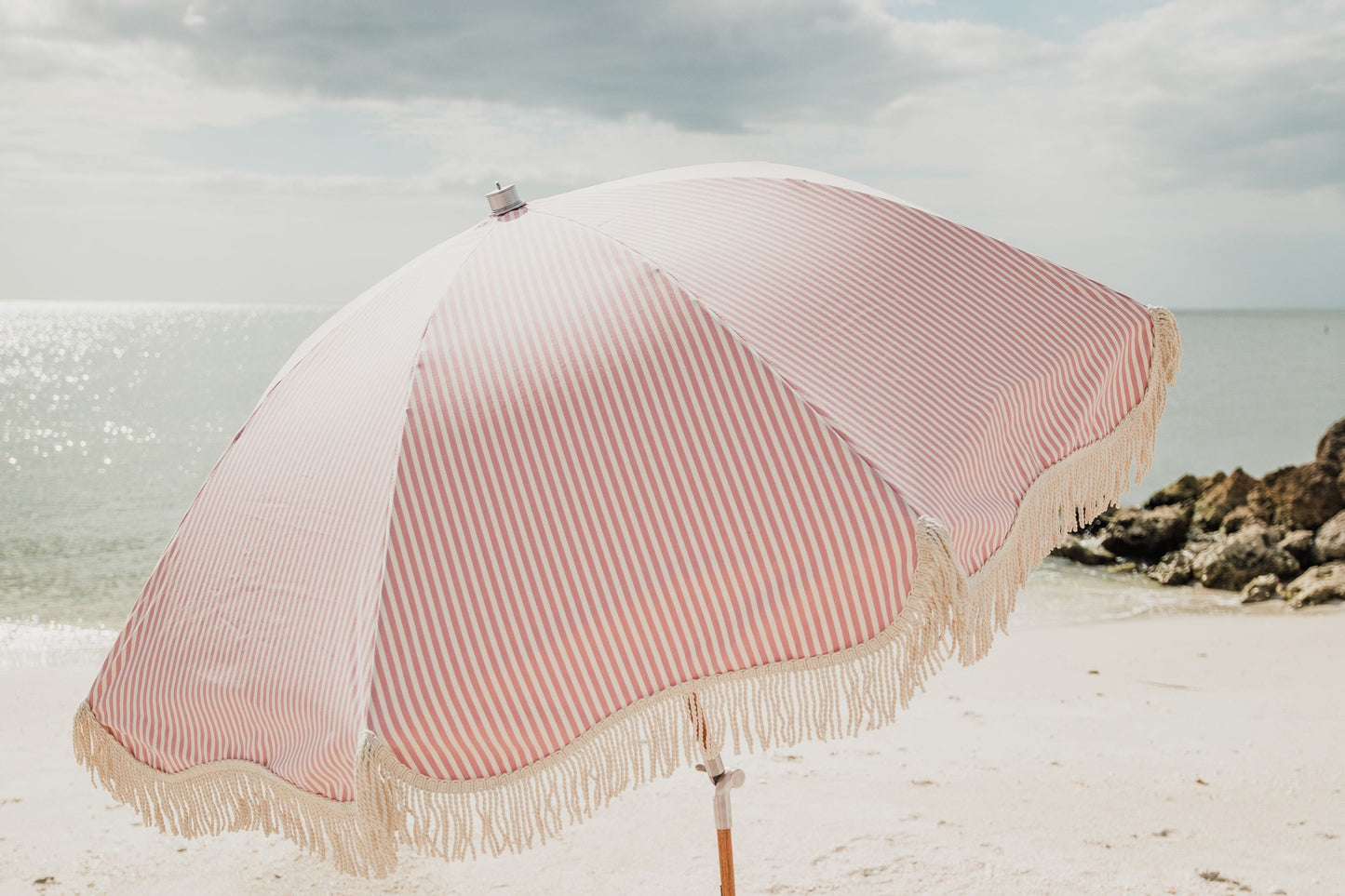 Parasol Riviera rayure rose