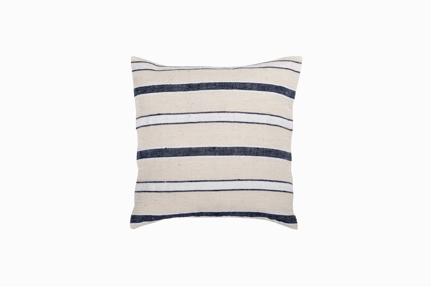 Petit coussin carré en lin turc Indigo/crème
