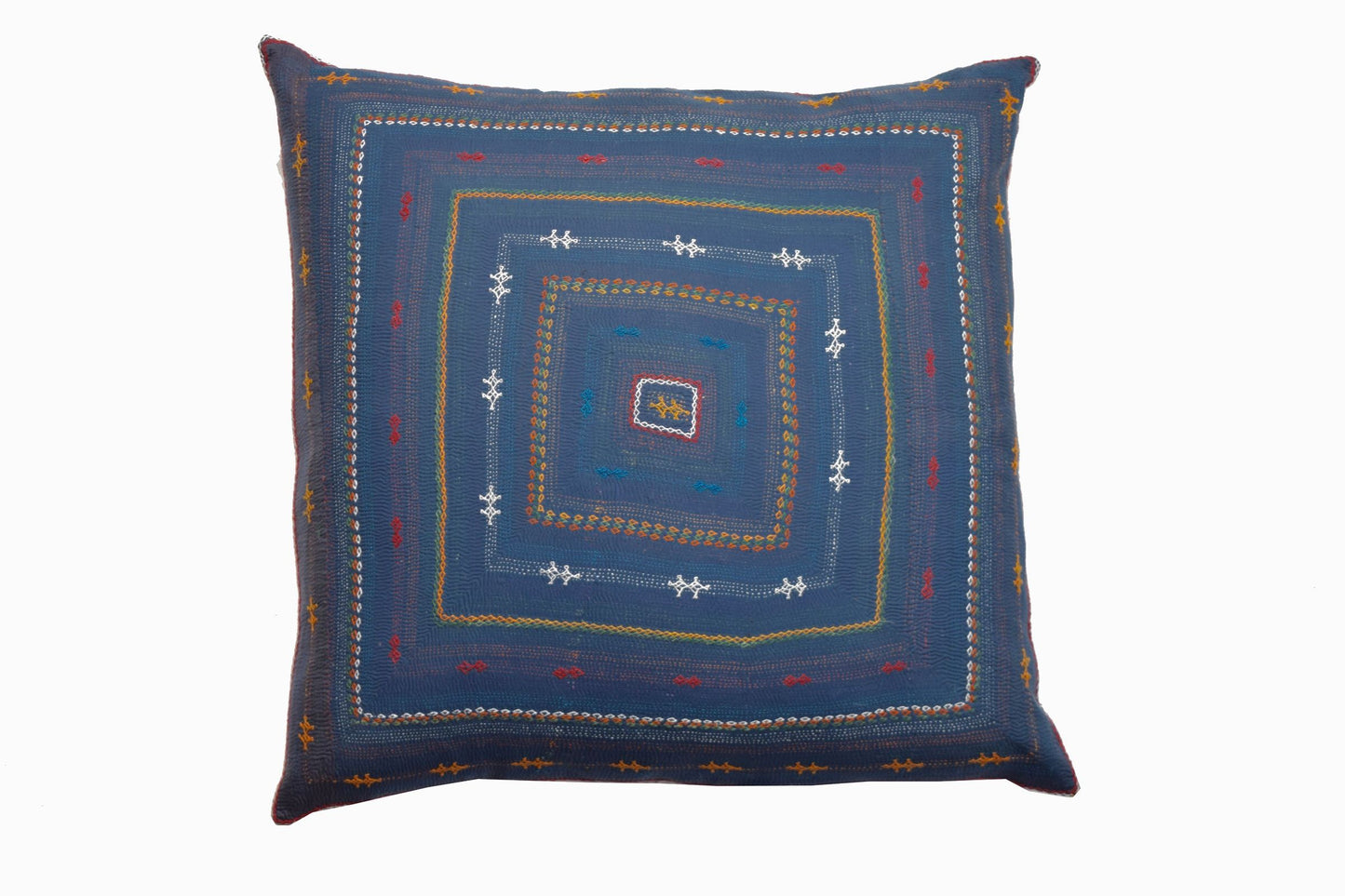 Coussin de sol brodé indigo Réf 100