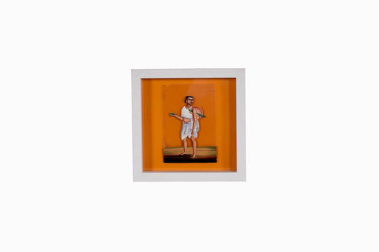 Peinture indienne antique en mica représentant un homme brahmane