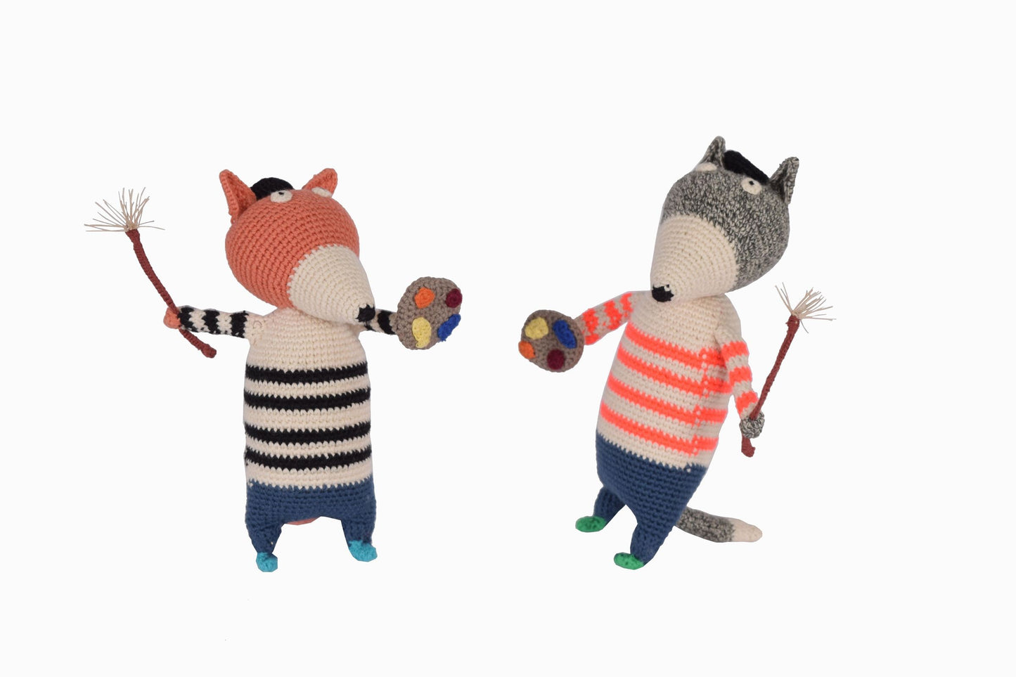 Crocheted fox with attitude, orange stripe