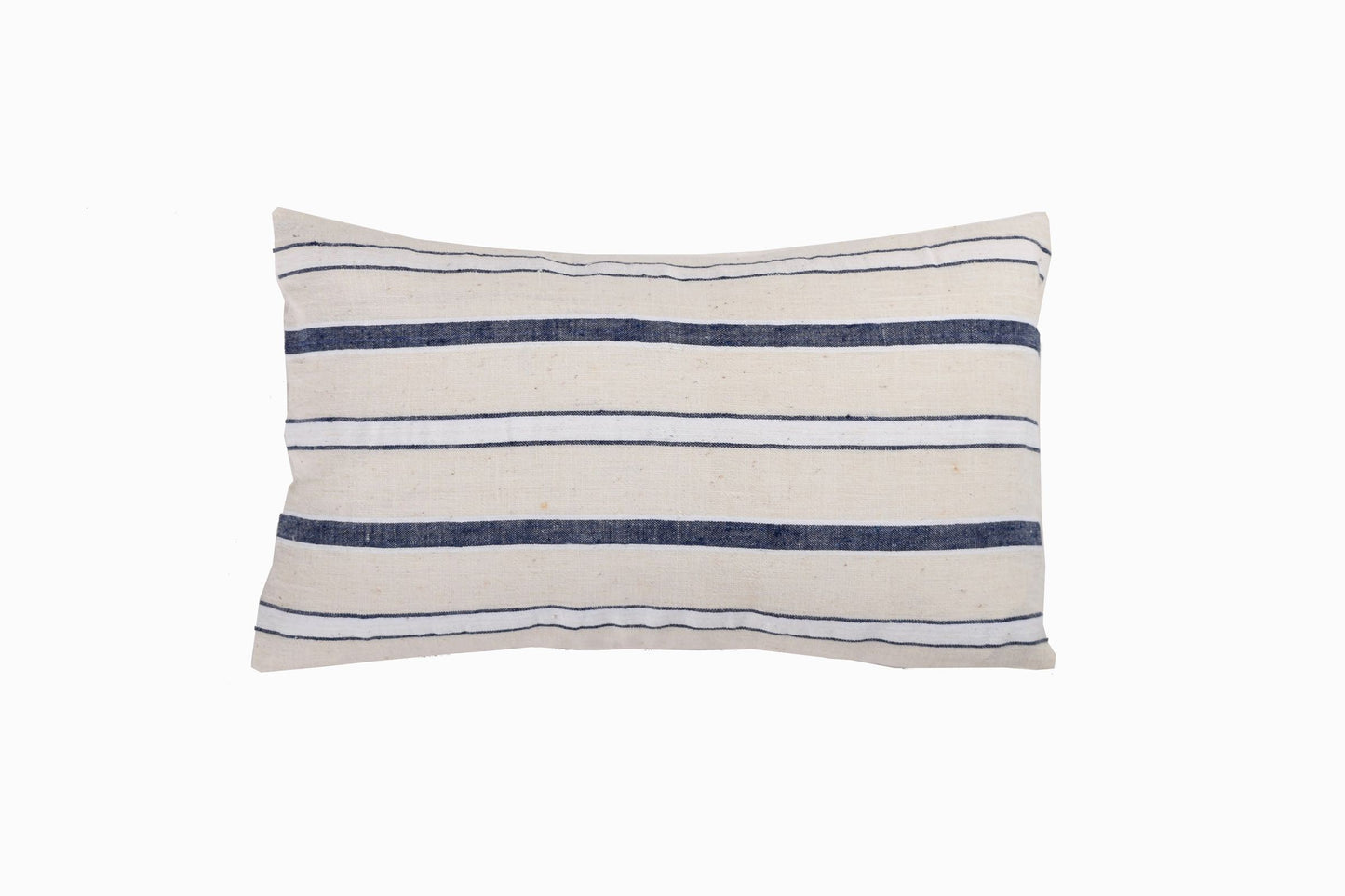 Cojín pequeño rectangular de lino turco índigo/crema