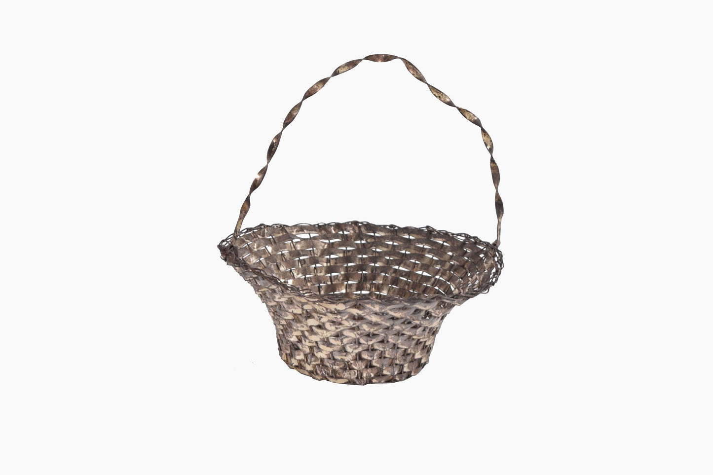 Silver plated woven metal basket