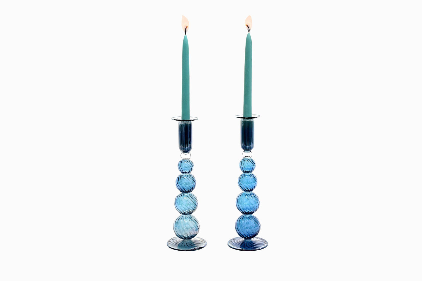 Candelabro egipcio de cristal azul
