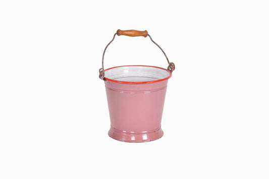 Seau vintage en émail rose