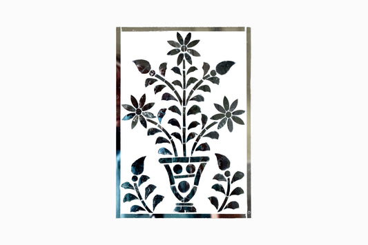 SILVER INLAID MIRROR FLOWER PLAQUE