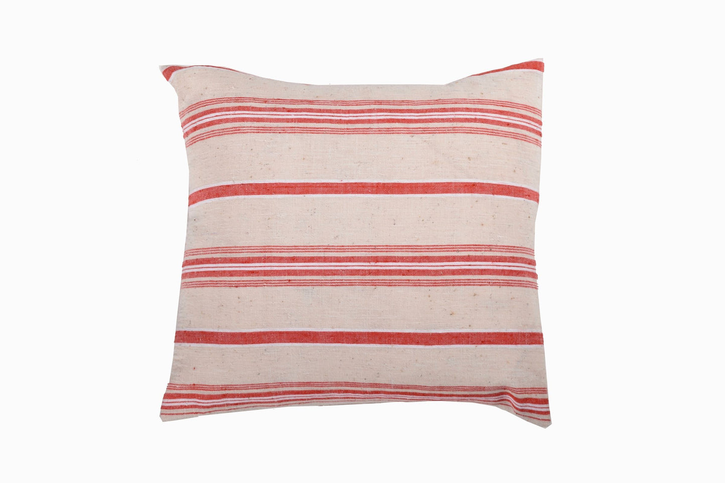 Cojín cuadrado grande de lino turco coral/crema