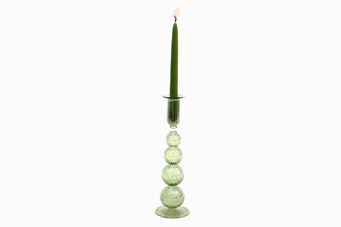 Egyptian glass candlestick green