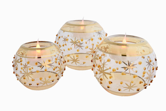 Bougeoirs égyptiens en verre Ambre